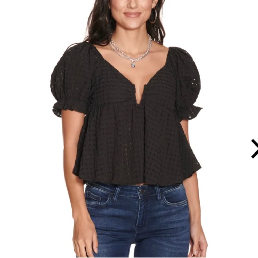 Cropped Puff Sleeve Blouse - NEW